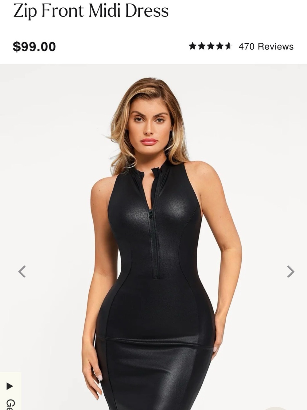 Black Zip-Front Mini Dress with Sculpting Silhouette - Picture 2 of 8